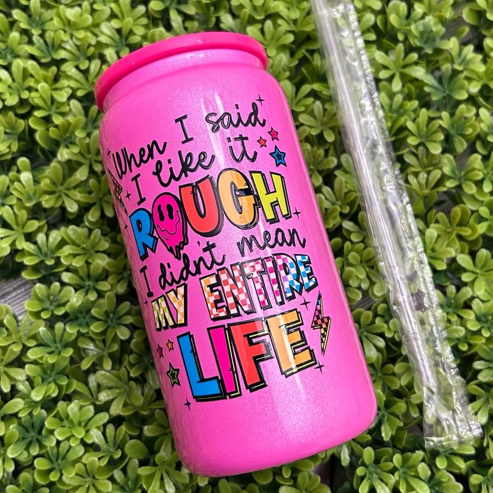 Hot Pink shimmer glass cup - Picture 1 of 2